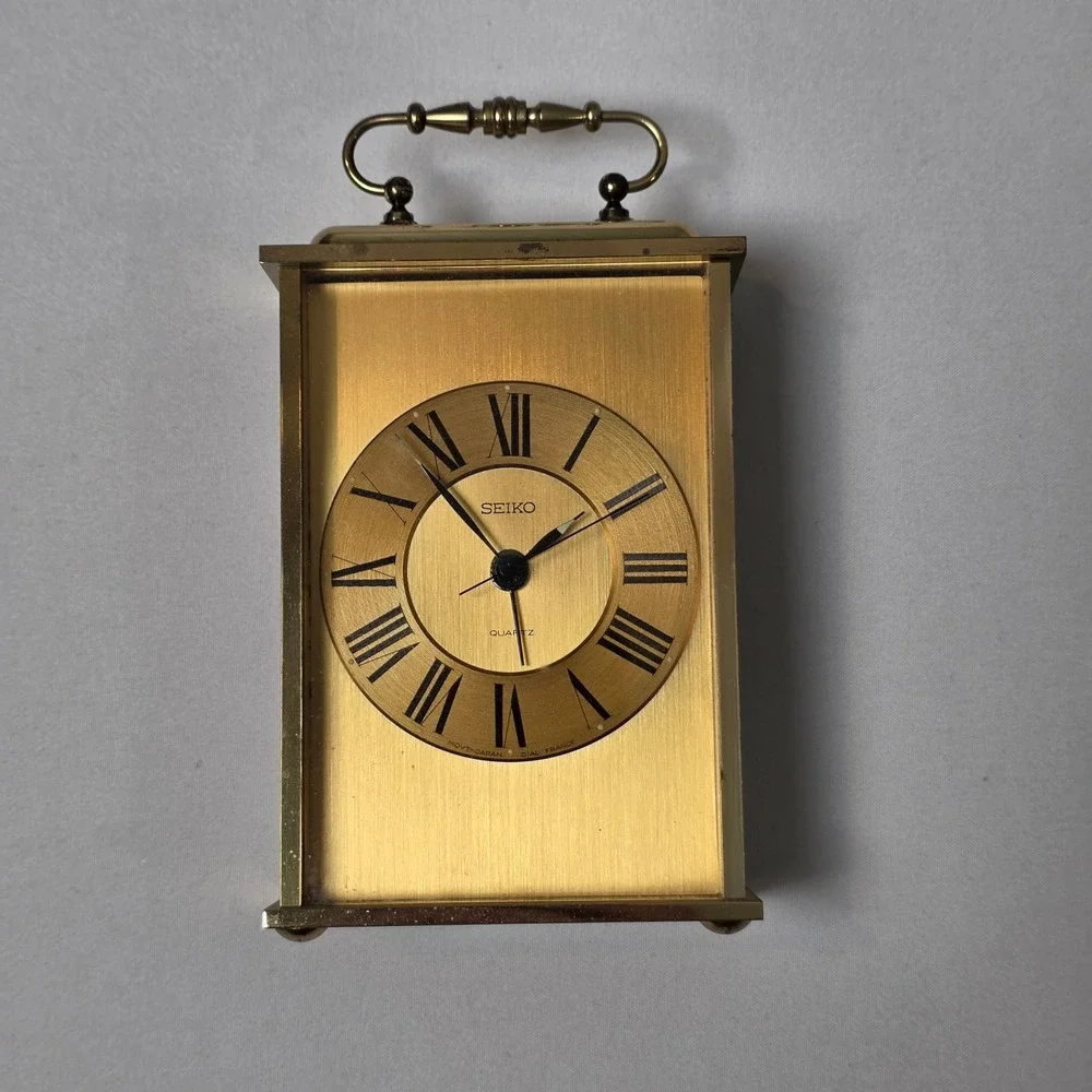 Seiko AQP102G Quartz Table Carriage Alarm Clock Roman Numeral French‎ Case Japan